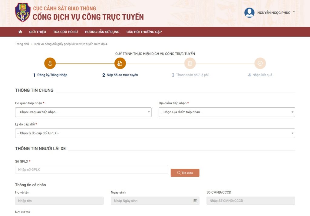 Các đổi GPLX online