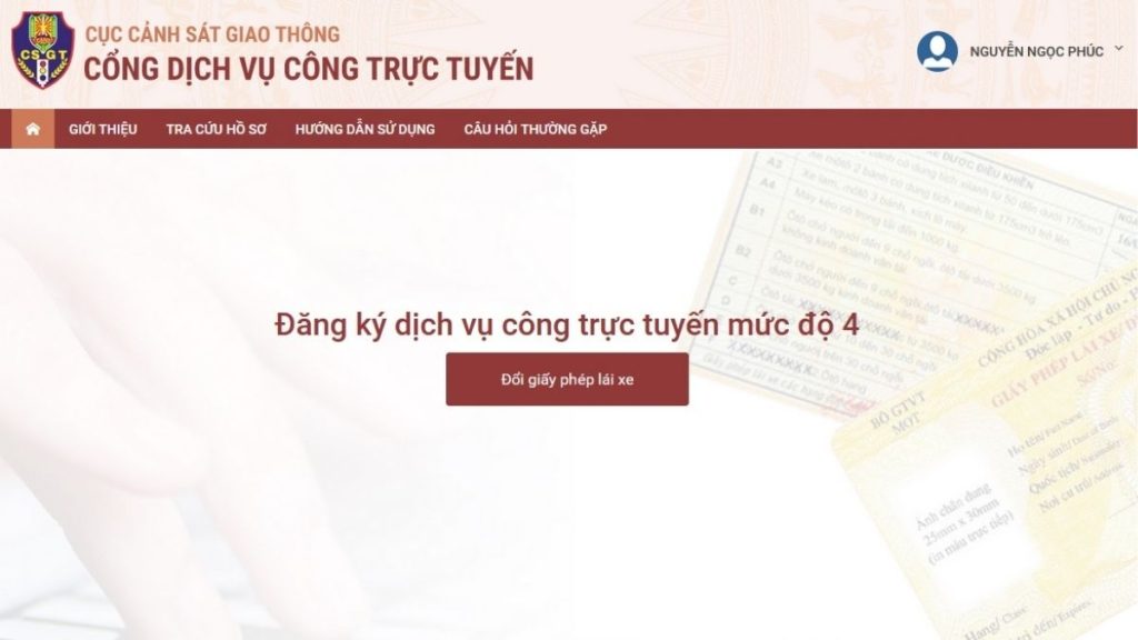 Hướng dẫn cấp đổi giấy phép lái xe trực tuyến - Đổi GPLX trực tuyến
