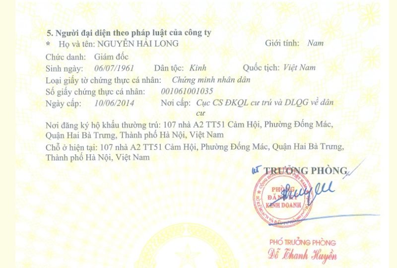 Giấy chứng nhận đăng ký doanh nghiệp - Công ty TNHH cung ứng dịch vụ y tế Phi Long